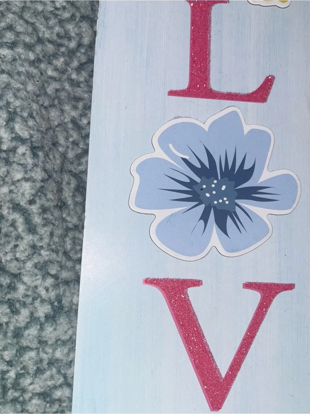 LOVE Grows Here Door Hang Sign - Pink and Blue Floral Home Decor NWOT